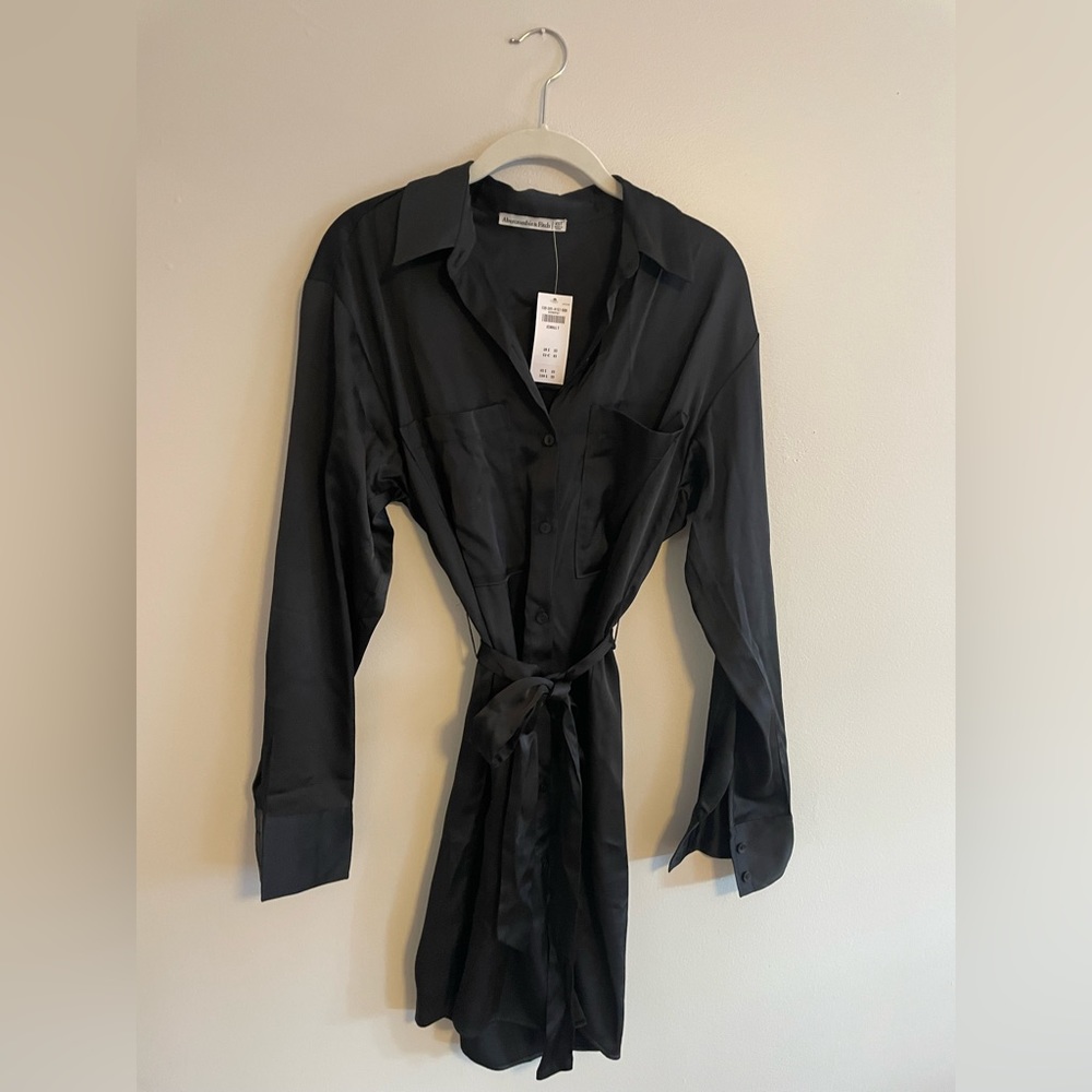 Abercrombie Black Satin Dress (XS) NWT
